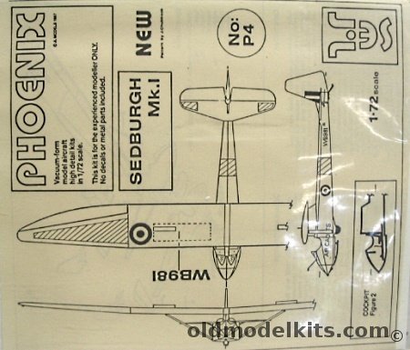 Phoenix 1/72 Sedburgh Mk1 Glider, P4 plastic model kit